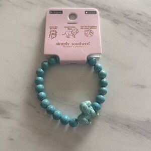 Simply Southern Conserve & Protect Tracking Lion Bracelet Agate Stone & Aqua #2